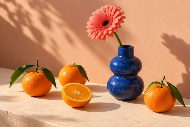 Citrus fruits and green leaves, a sample image from HexColourFinder